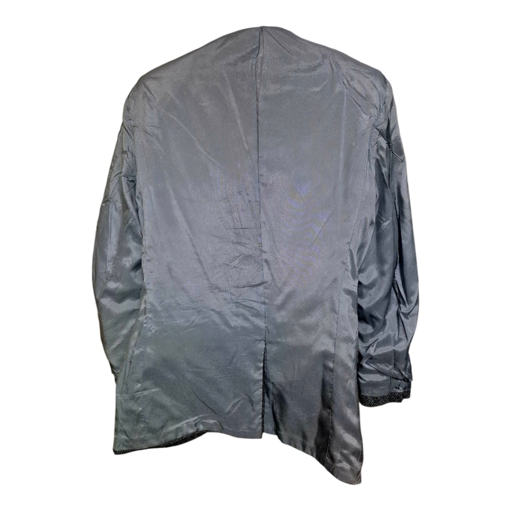 Vintage Grey/Blue Harris Tweed Jacket With Brown elbow patches by Leshman TipTop - Picture 11 of 16